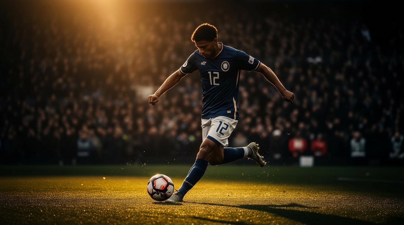 Jogador de futebol em ação no relvado